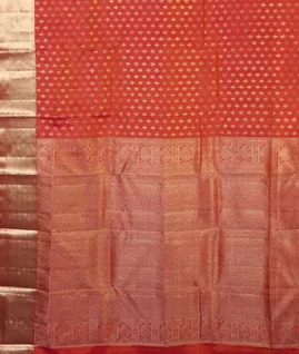 Pinkish Orange Handwoven Kanjivaram Silk Saree T4566214