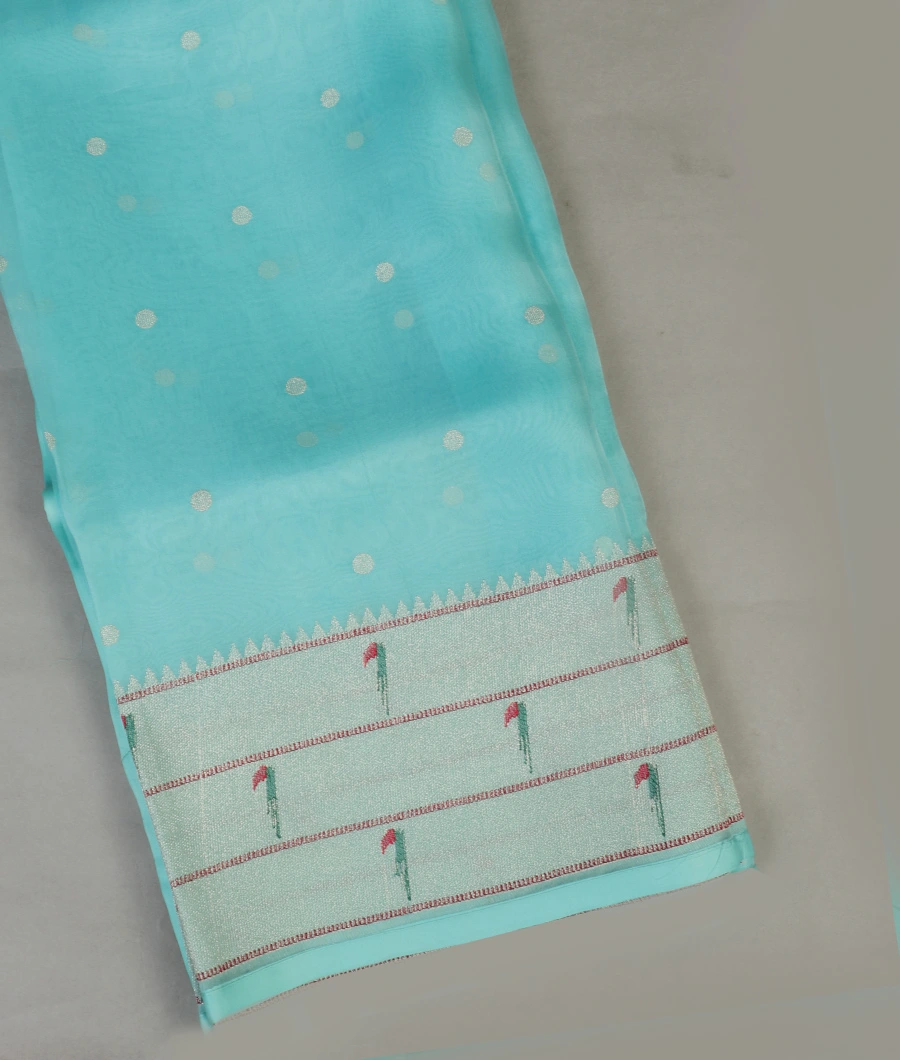 Blue Kora Organza Embroidery Saree T452950-image