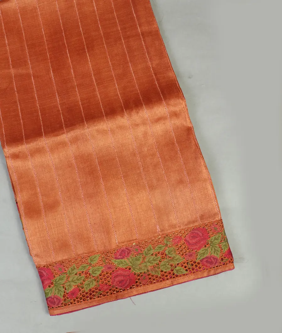 Rust Tussar Cutwork Saree T463172-image