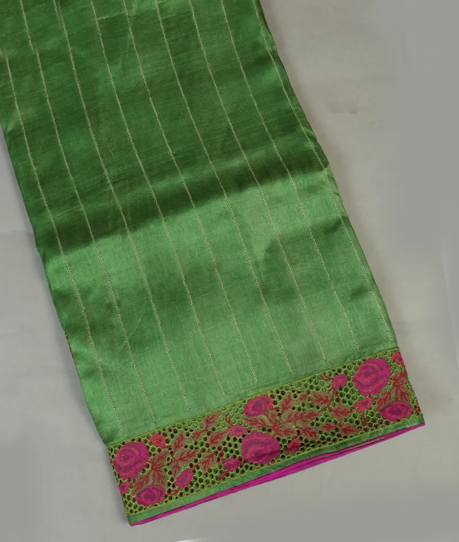 Green Tussar Cutwork Saree T463170-image