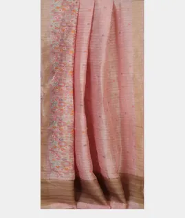 Pink Linen Embroidery Saree   T4575932