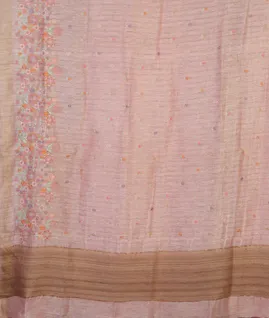 Pink Linen Embroidery Saree   T4575934