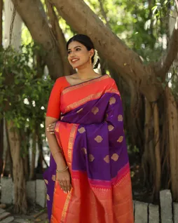 Purple Handwoven Kanjivaram Silk Saree T4571261