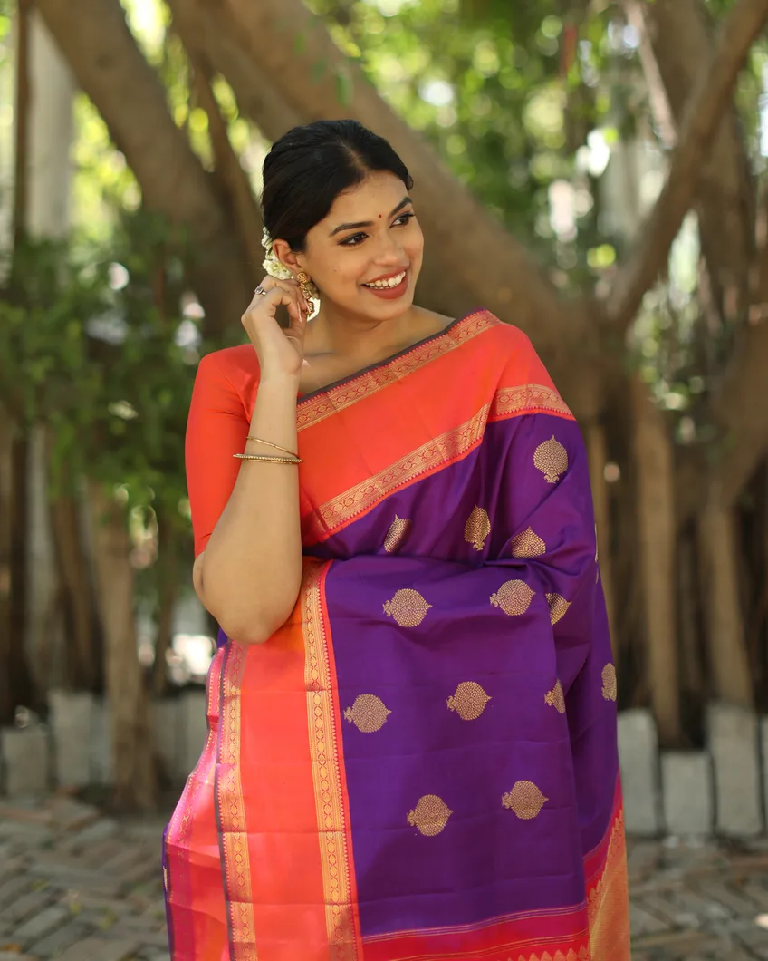 Purple Kanjivaram Silk Saree T4571262