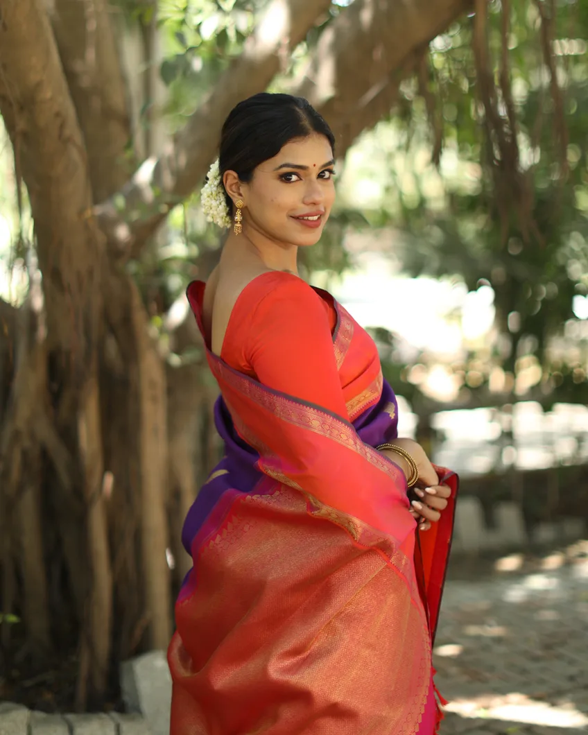 Purple Kanjivaram Silk Saree T4571267