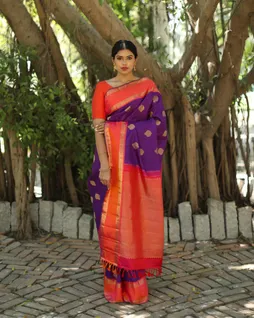 Purple Handwoven Kanjivaram Silk Saree T4571269