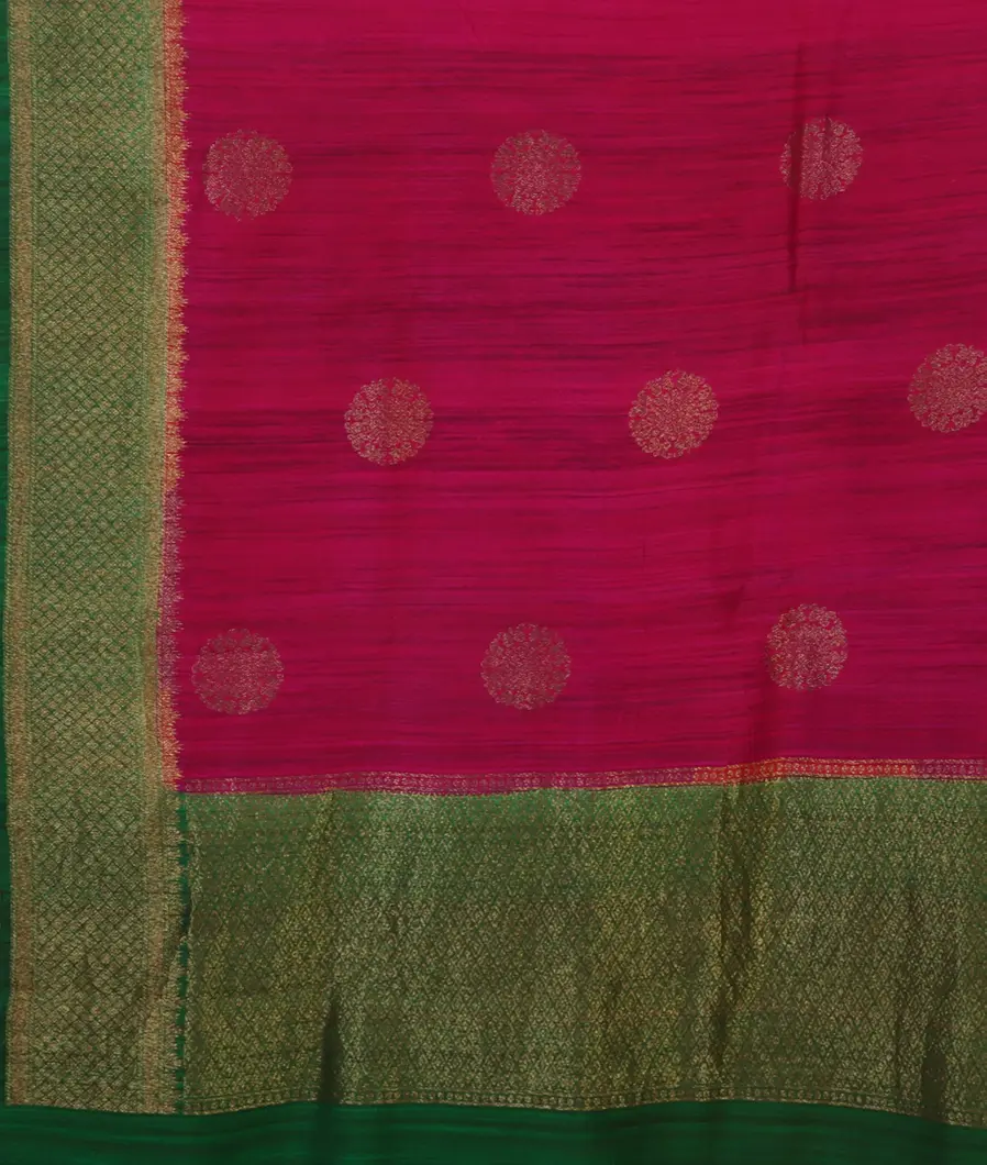 Magenta Banaras Tussar Saree T4465774
