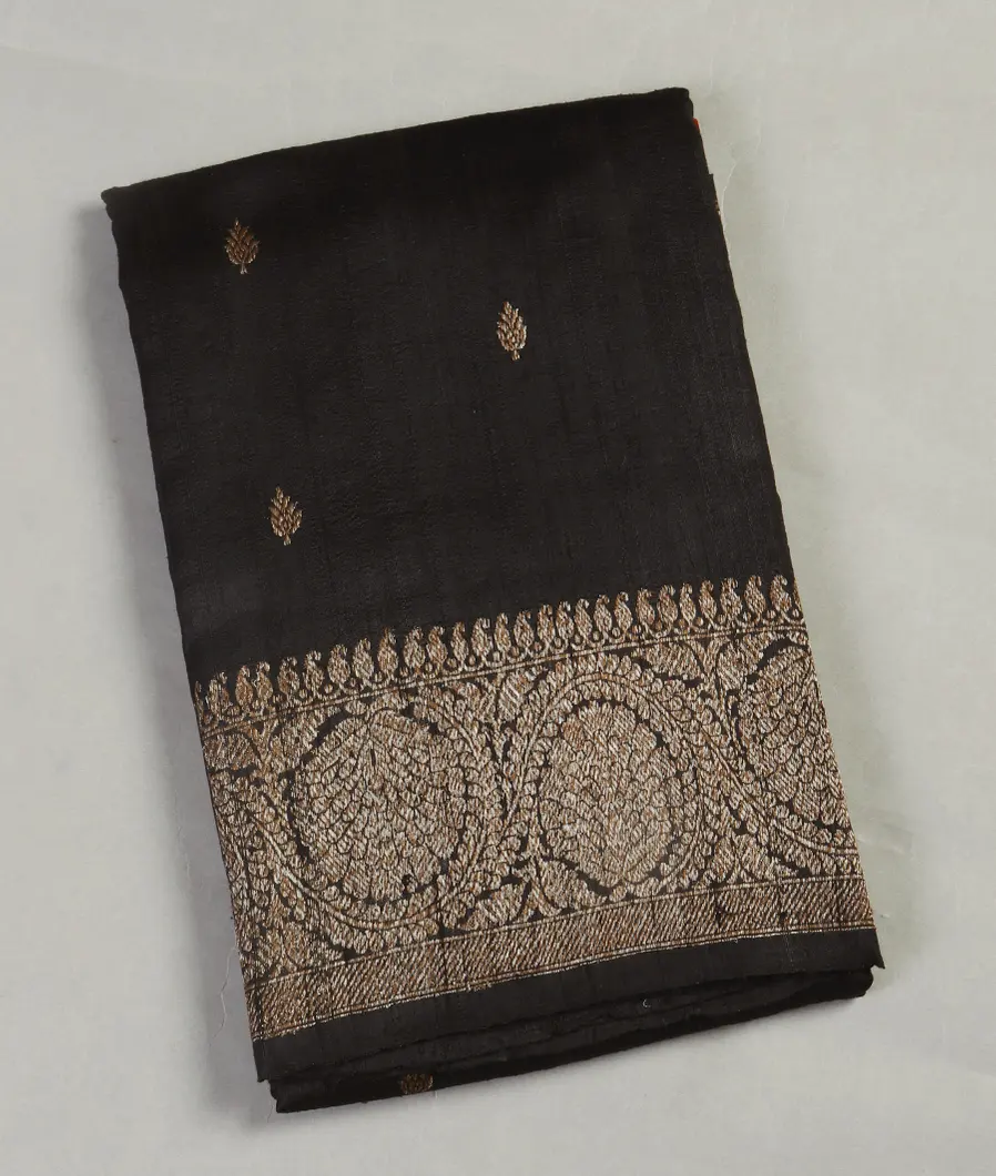 Black Banaras Tussar Saree T456478-image
