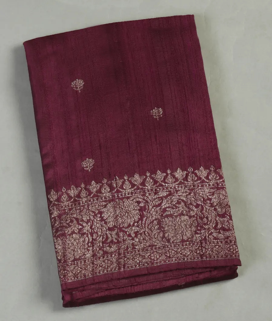 Burgundy Banaras Tussar Saree T457924-image