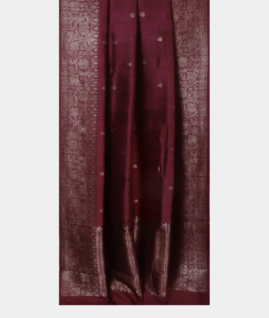Burgundy Banaras Tussar Saree T4579242