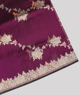 Purple Banaras Silk Saree T4604521