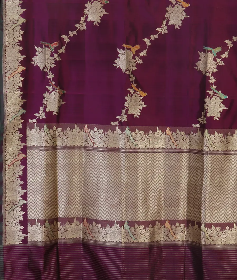 Purple Banaras Silk Saree T4604524