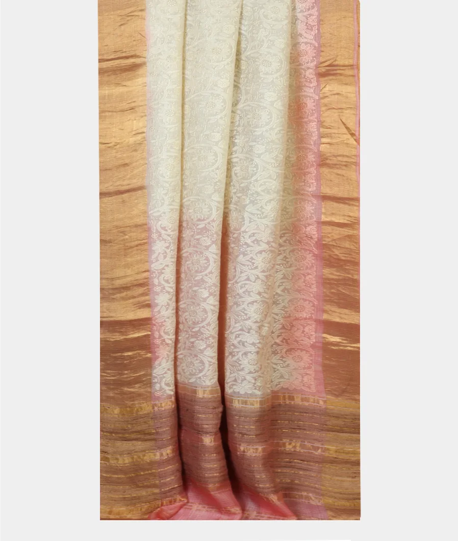 White Silk Kota Embroidery Saree T4630212