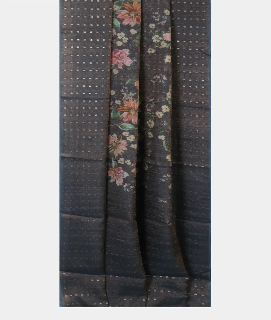 Blue Tissue Tussar Printed Saree T4645052