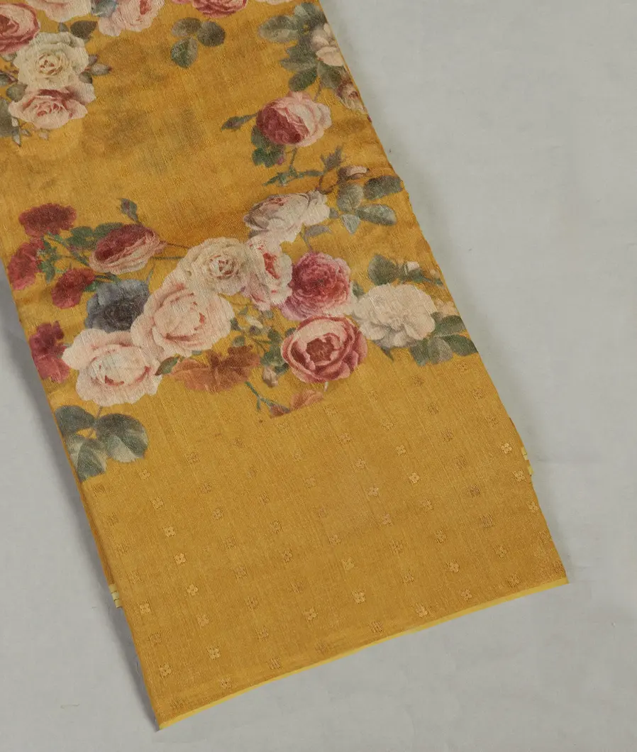 Yellow Tissue Tussar Printed Saree T464502-image