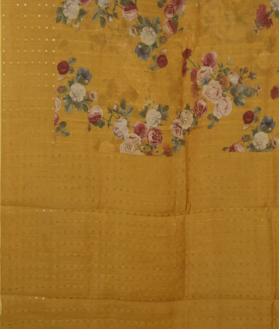 Yellow Tissue Tussar Printed Saree T4645024