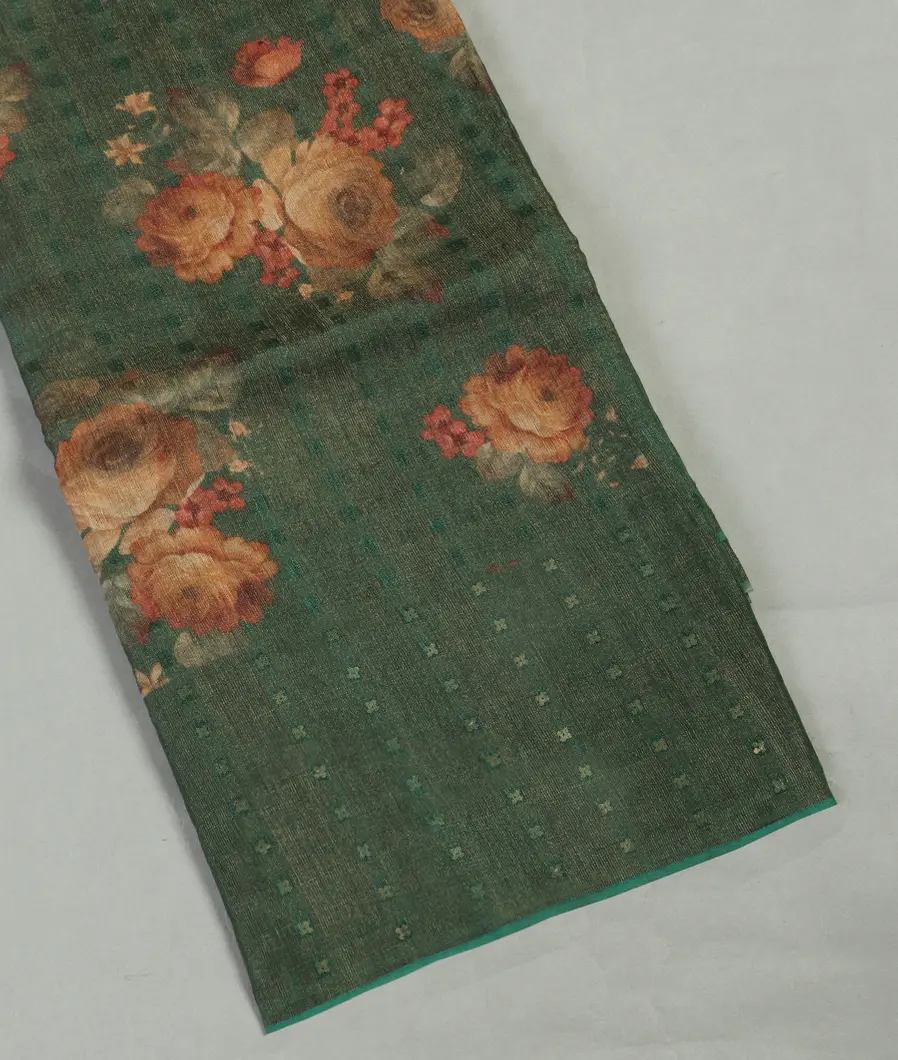 Green Tissue Tussar Printed Saree T464511-image