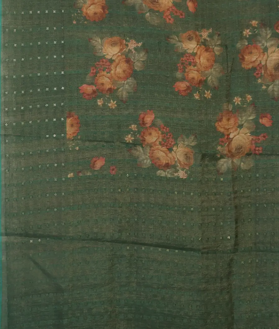 Green Tissue Tussar Printed Saree T4645114