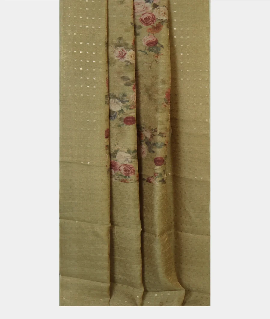 Green Tissue Tussar Printed Saree T4645042