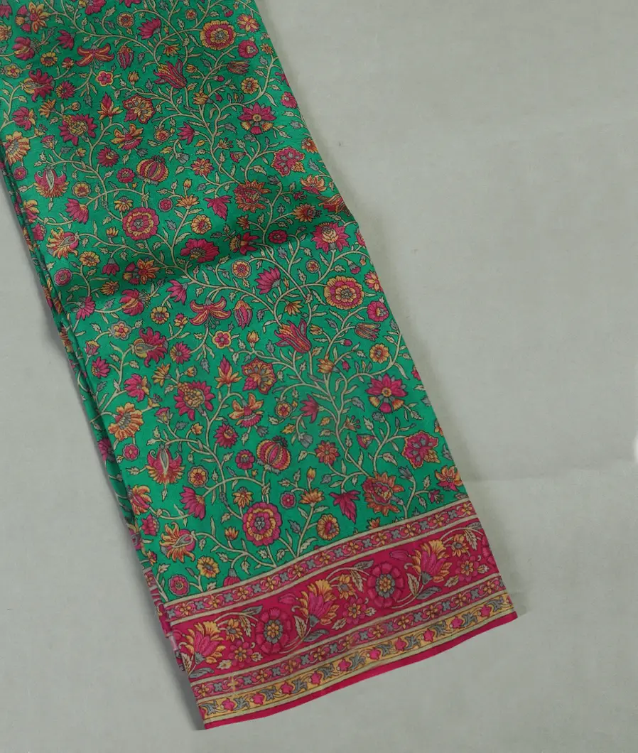 Green Printed Silk Saree T374029-image
