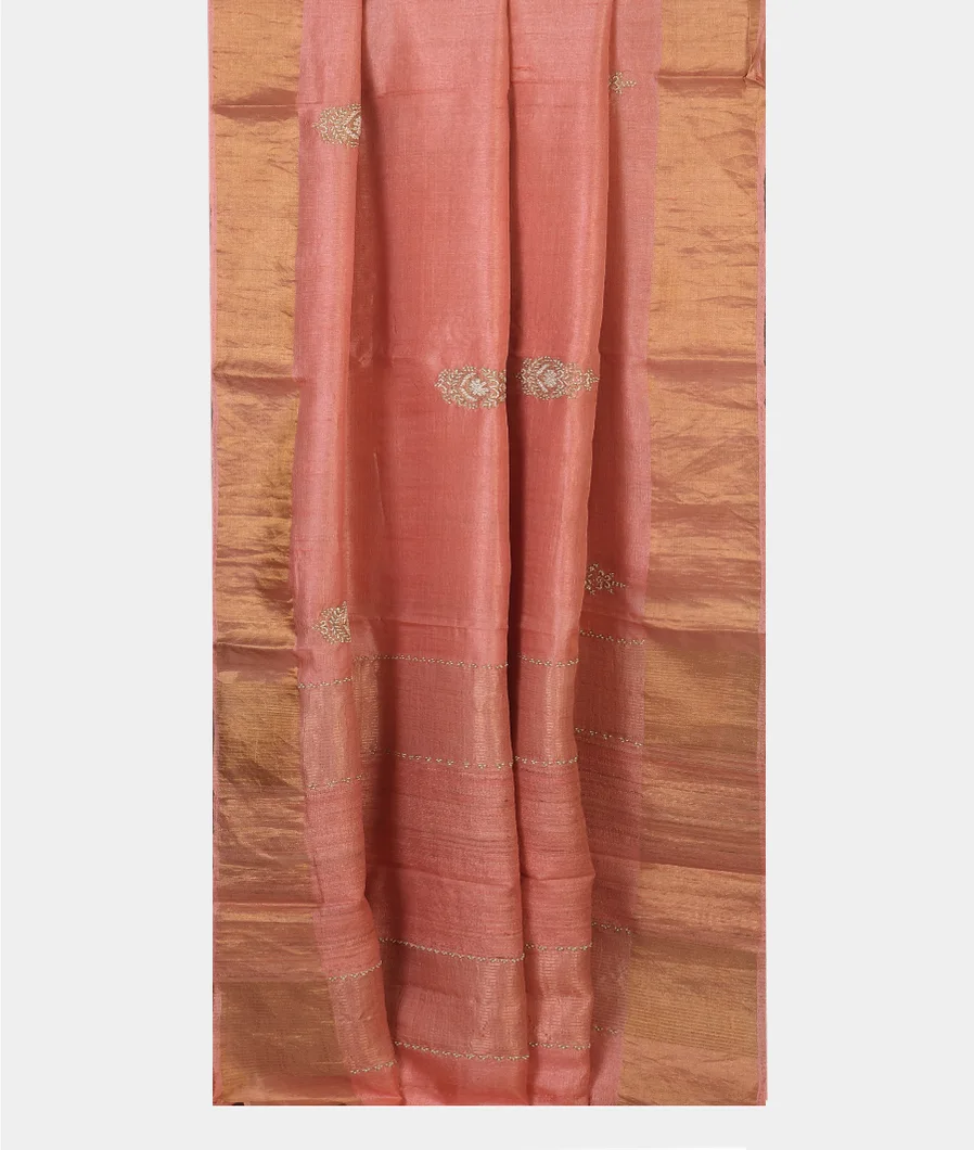 Pink Tussar Embroidery Saree T3823762