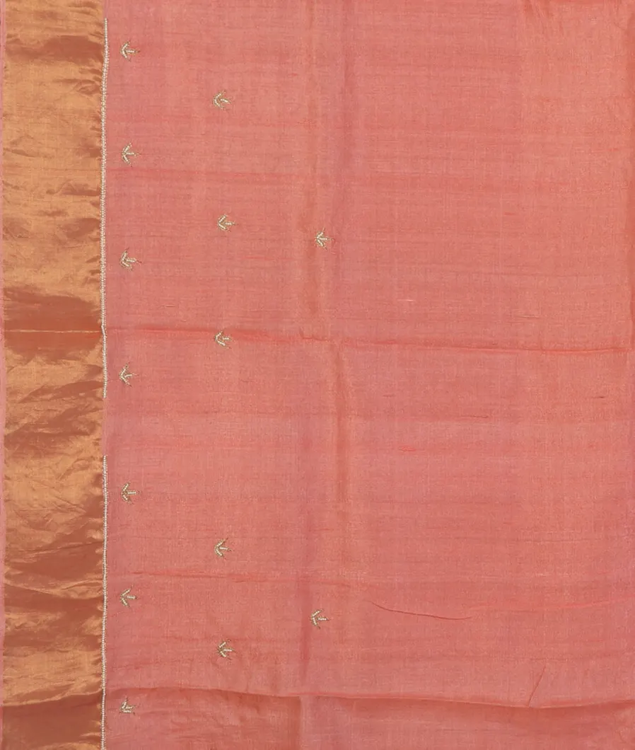 Pink Tussar Embroidery Saree T3823763