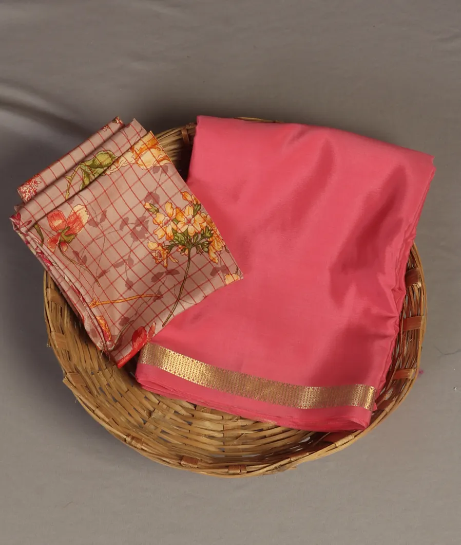 Pink Mysore Crepe Silk Saree T462004-image