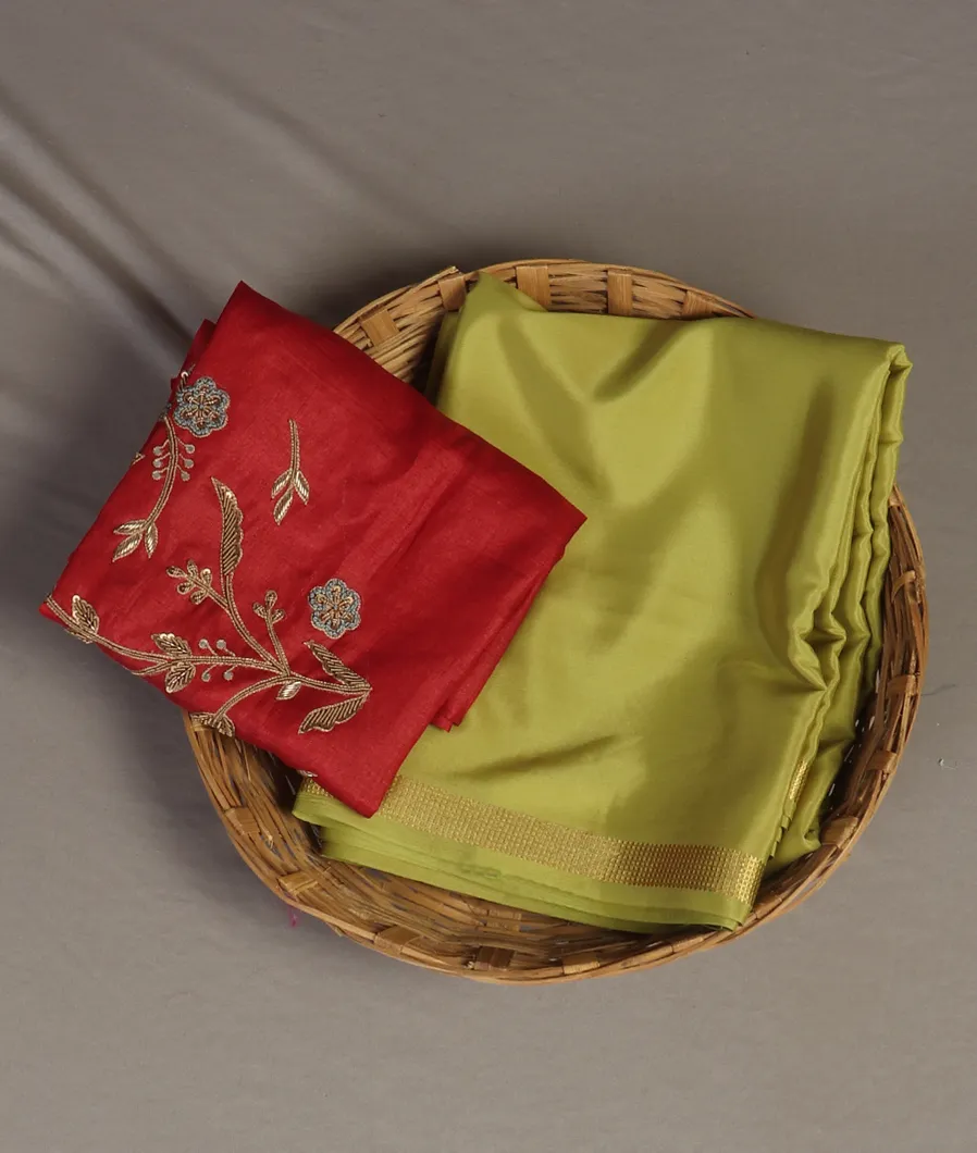 Green Mysore Crepe Silk Saree T462005-image