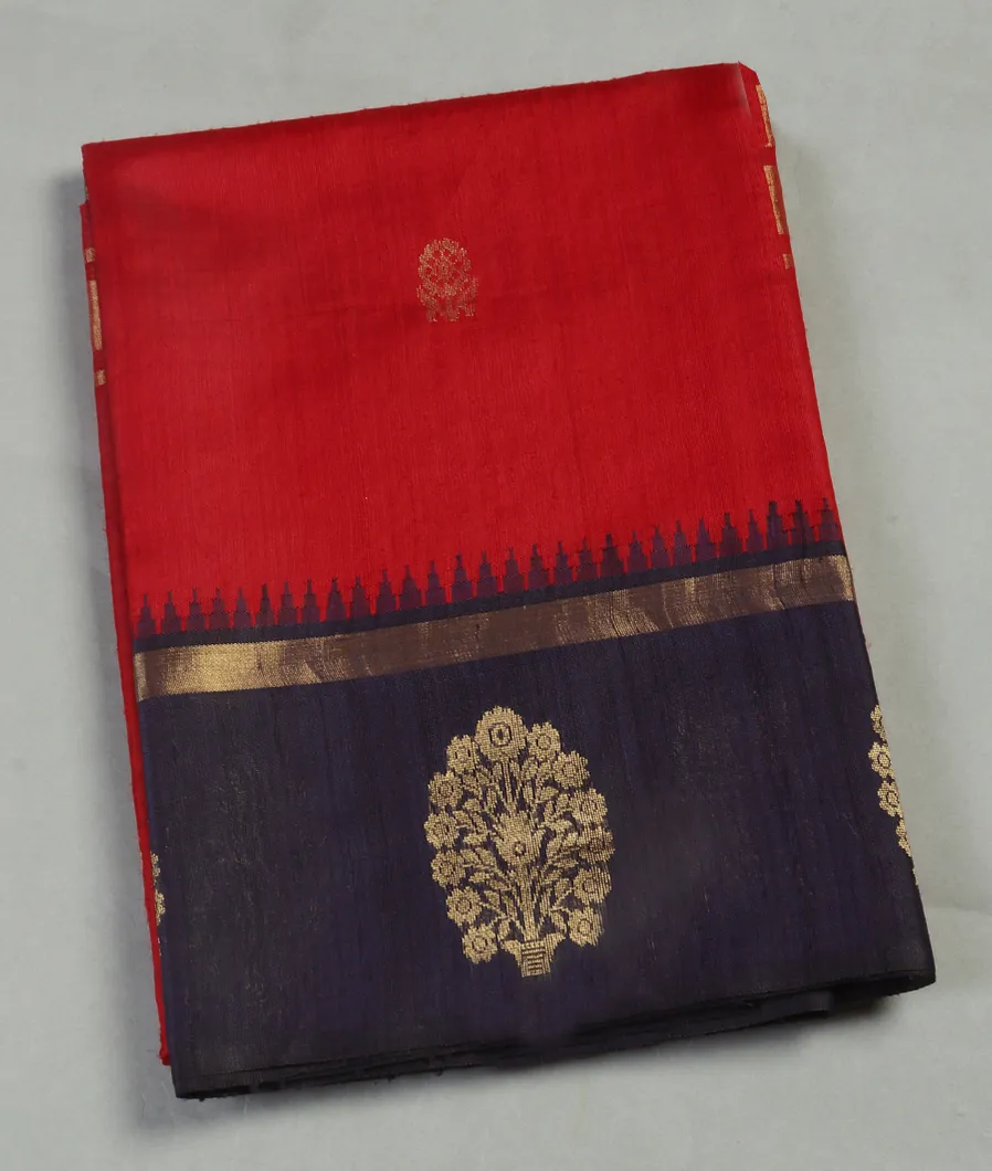 Red Woven Tussar Saree T387813-image