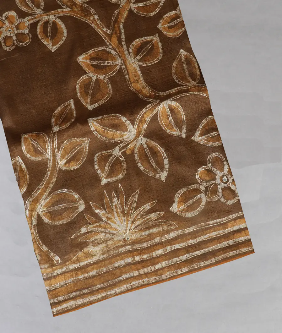 Brown Tussar Embroidery Saree T438922-image