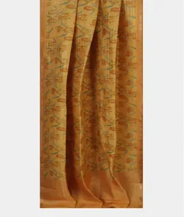 Yellow Linen Printed Saree T4645352