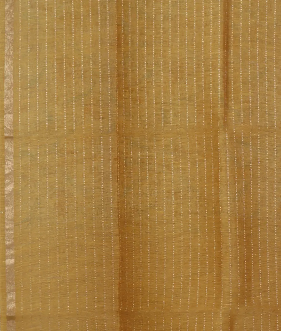 Yellow Linen Printed Saree T4645353