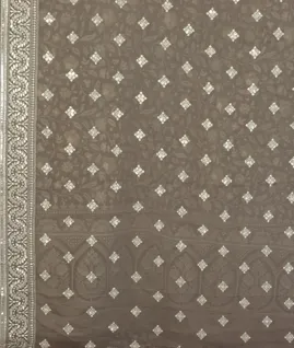 Grey Georgette Silk Embroidery Saree  T4612463
