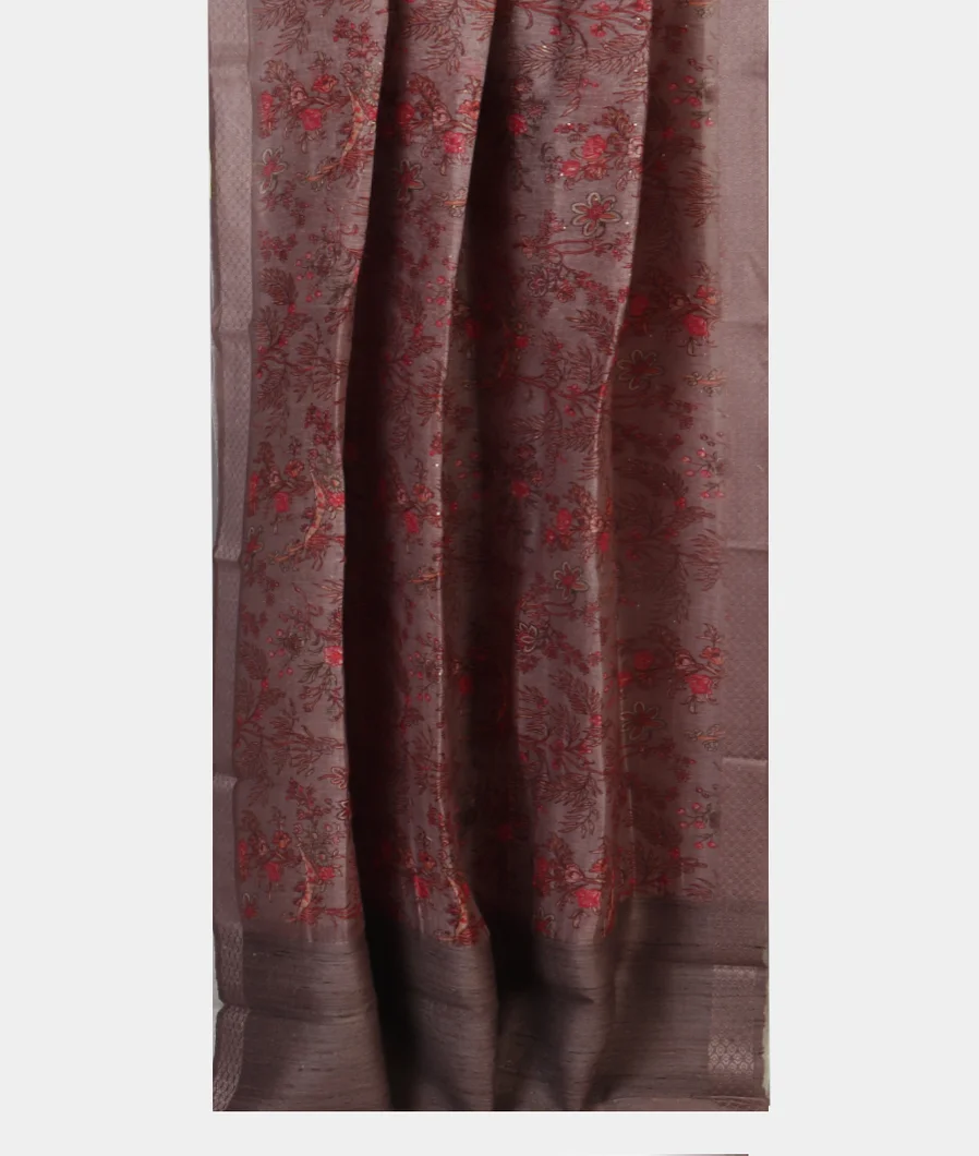 Light Purple Linen Printed Saree T4645262