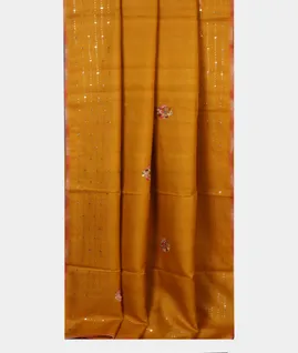 Yellow Tussar Embroidery Saree  T4485532