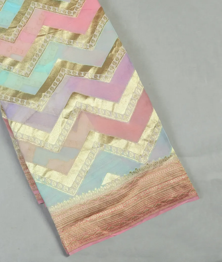 Multicolour Banaras Georgette Silk Saree T459841-image