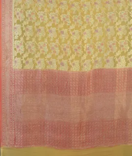 Yellow Banaras Georgette Silk Saree T4596734