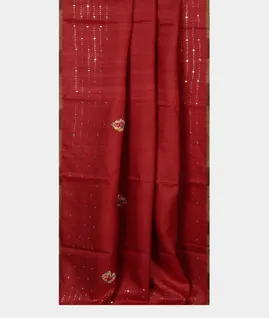 Red Tussar Embroidery Saree T4485512