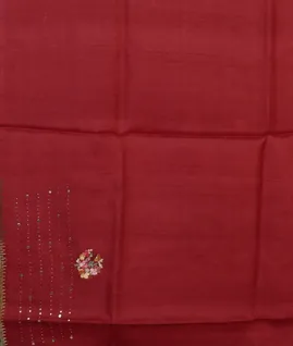 Red Tussar Embroidery Saree T4485513