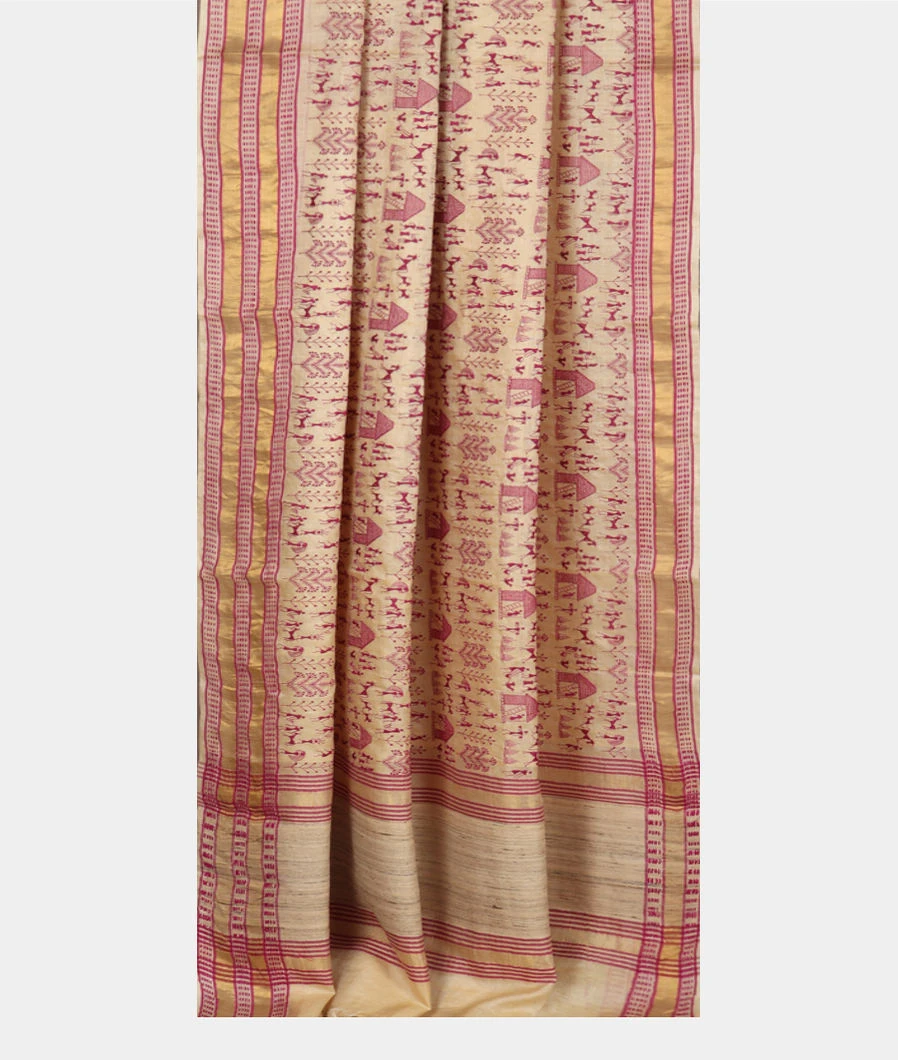 Beige Tussar Embroidery Saree T4115052