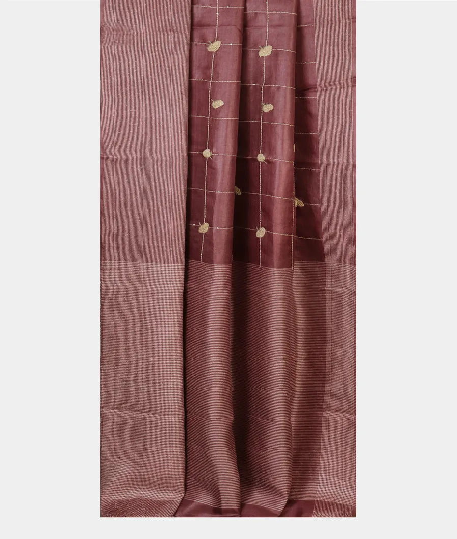 Purple Tussar Embroidery Saree T4631752