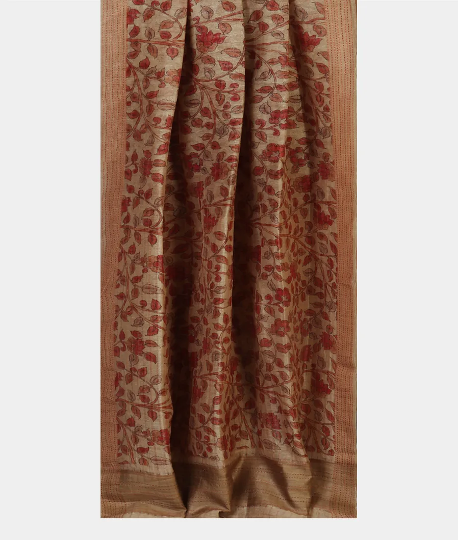 Beige Linen Printed Saree T4645382