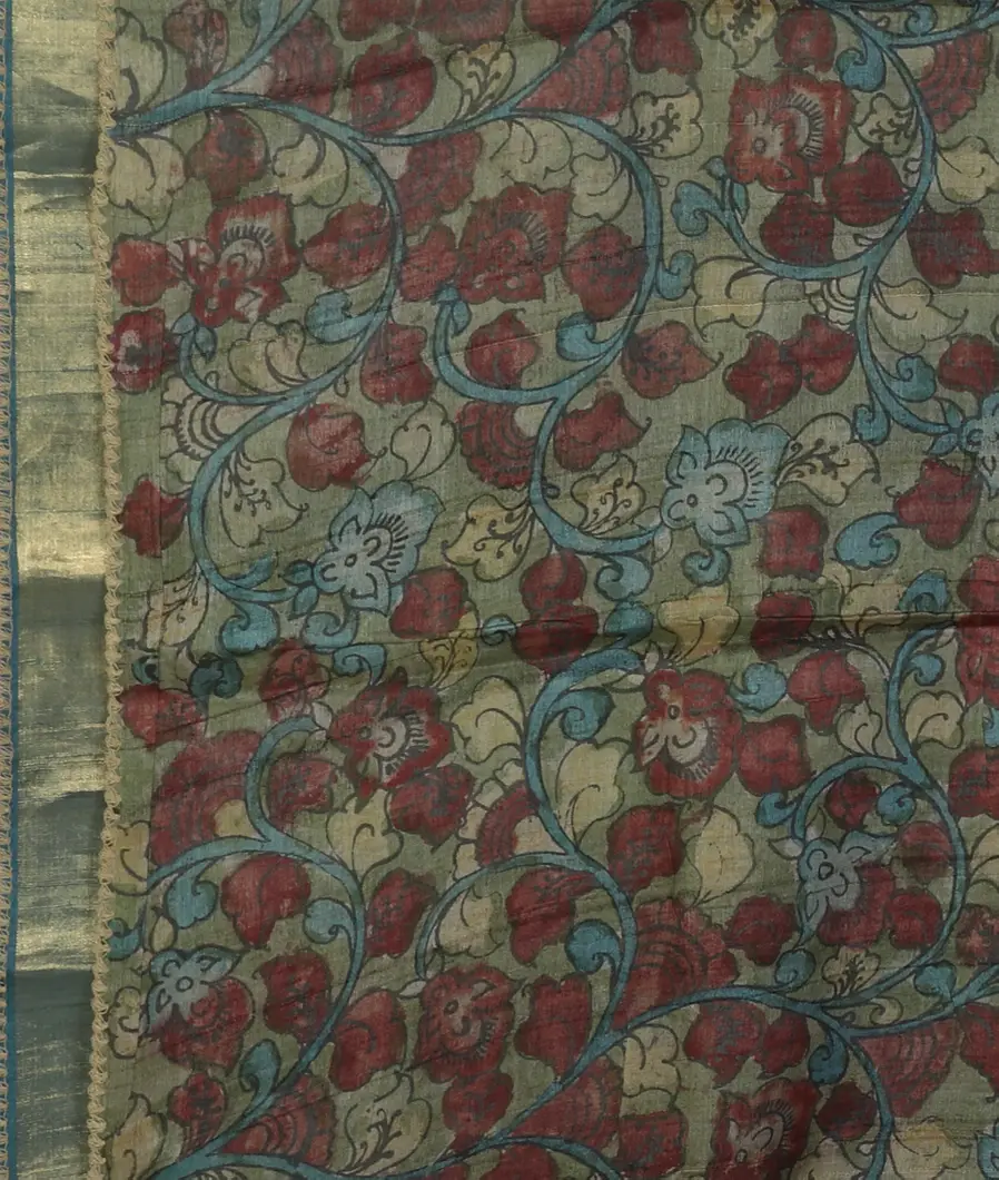 Blue Tissue Tussar Embroidery Saree T4230023