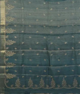 Blue Tissue Tussar Embroidery Saree T4230024
