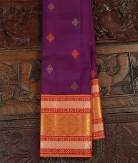 Purple Handwoven Kanjivaram Silk Saree T4536311