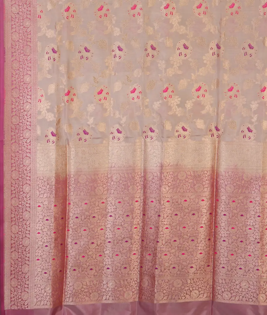Beige Banaras Silk Saree T4606894