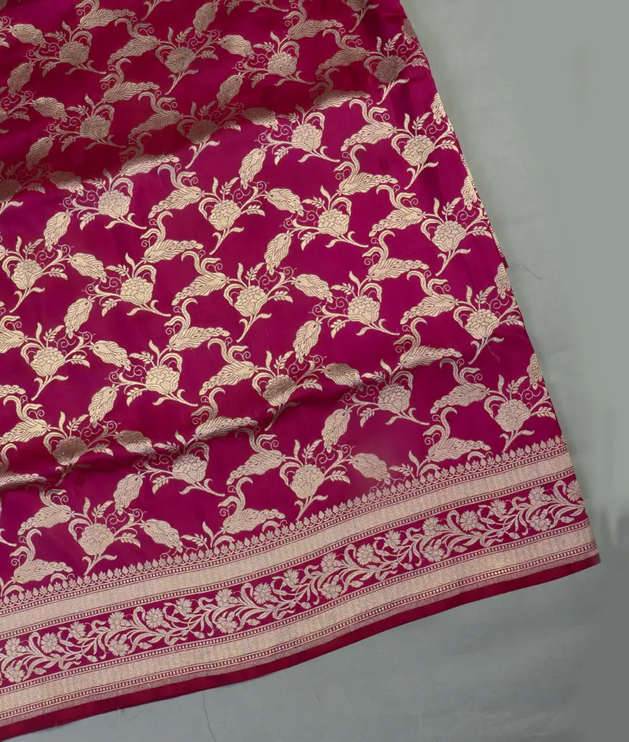 Purple Pink Banaras Silk Saree T427141 -1-image