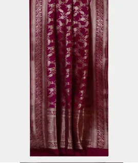 Purple Pink Banaras Silk Saree T427141 -12