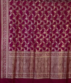 Purple Pink Banaras Silk Saree T427141 -14