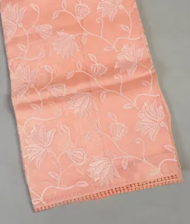 Peach Kora Organza Embroidery Saree T3738791